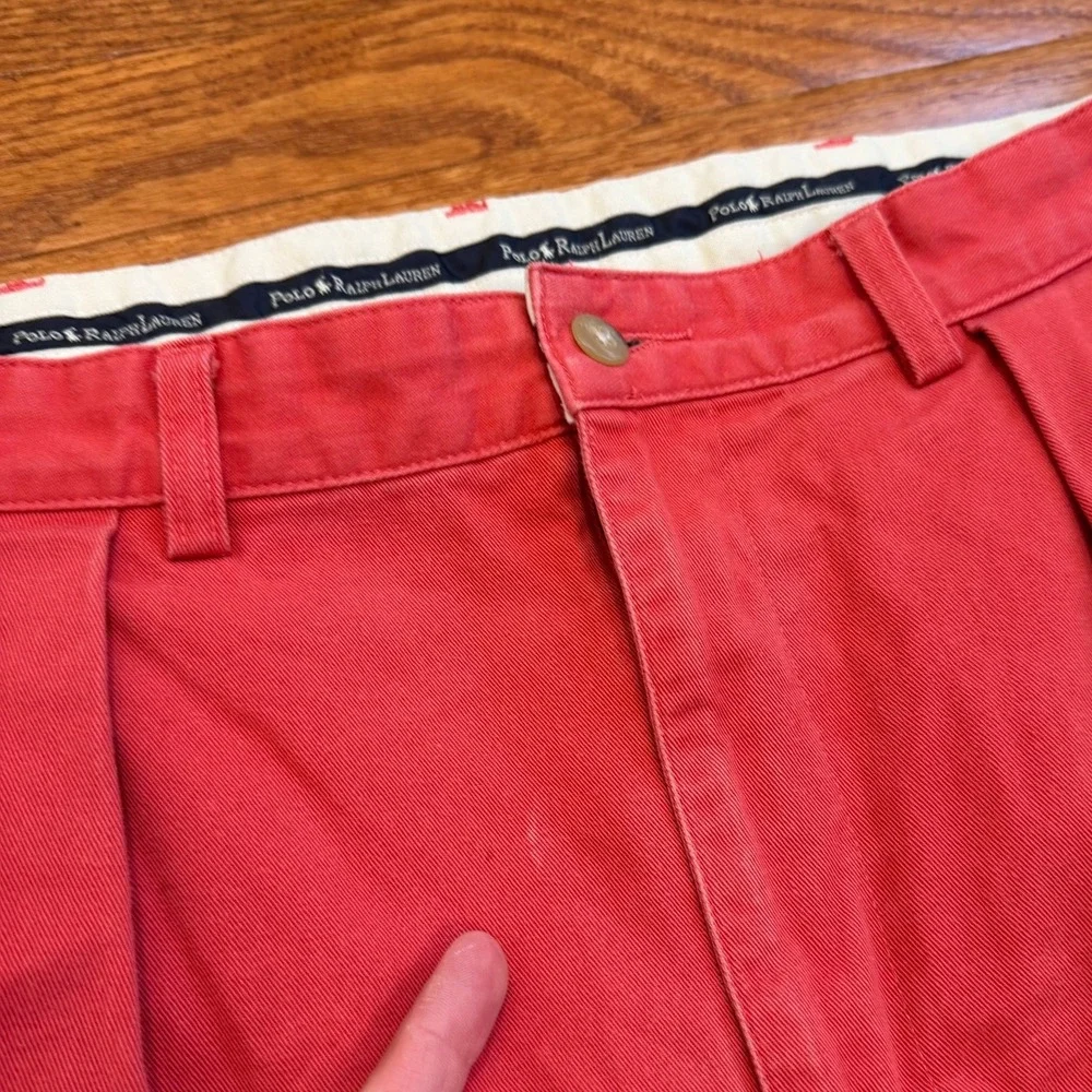 Vintage Polo Ralph Lauren Andrew Pants Fits Mens 34x29 Salmon Pink Pleated Chino